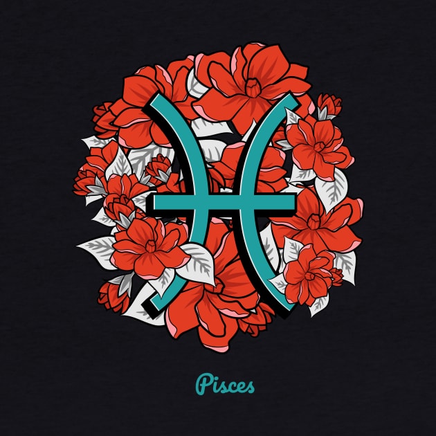 Floral Zodiac Sign Pisces Gift Women Men by teeleoshirts